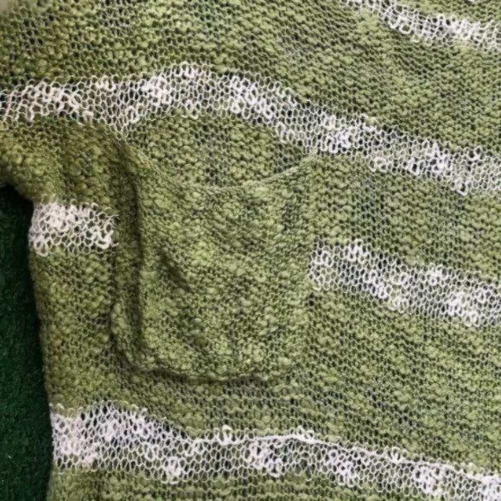 Fashion BLVD White & Green Oversized Knitted Short Sleeve Top Striped - Picture 8 of 8